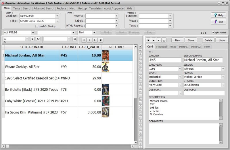 Sportscard Collecting Software for Windows PCs